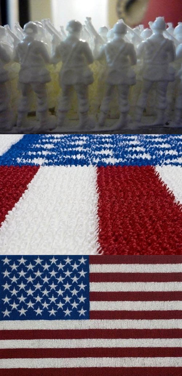 American Flag Made From Plastic Toy Soldiers